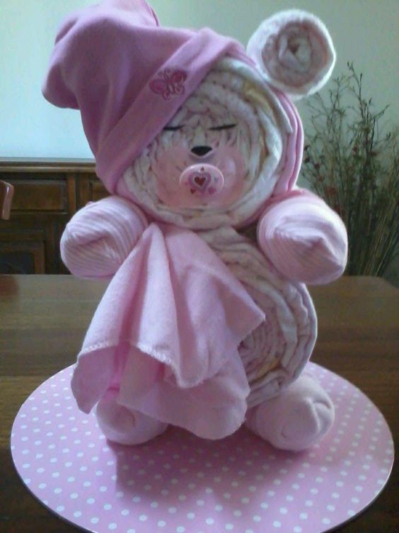 Teddy Bear Diaper Cake Baby Crafts Baby Shower Baby Shower Gifts My 
