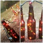 Stuff colorful string lights into beer bottles to make a nightlight table runner