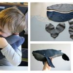 Stuffed Baby Whale Made of Old Denim Jeans