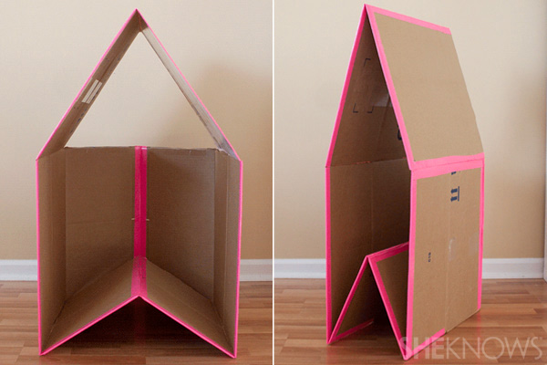 30+ Fun Ways To Repurpose Cardboard For Kids---Collapsible cardboard playhouse 