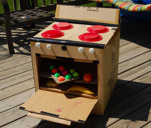 30+ Fun Ways To Repurpose Cardboard For Kids---Toy oven 