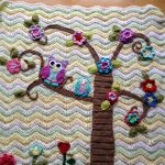 Crochet Nursery Owls Ripple Pattern Blanket with Free Pattern