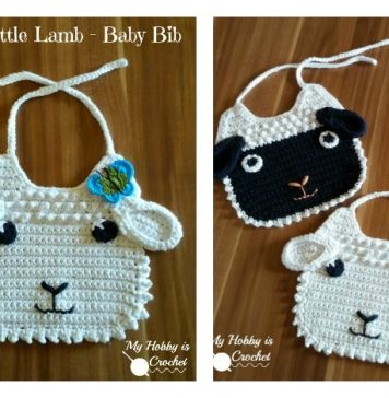 Crochet Little Lamb Baby Bib with Free Pattern and Tutorial