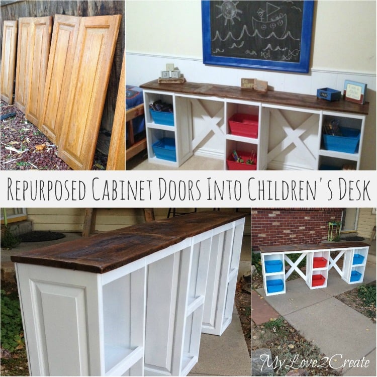 DIY Repurposed Cabinet Doors into Children's Desk