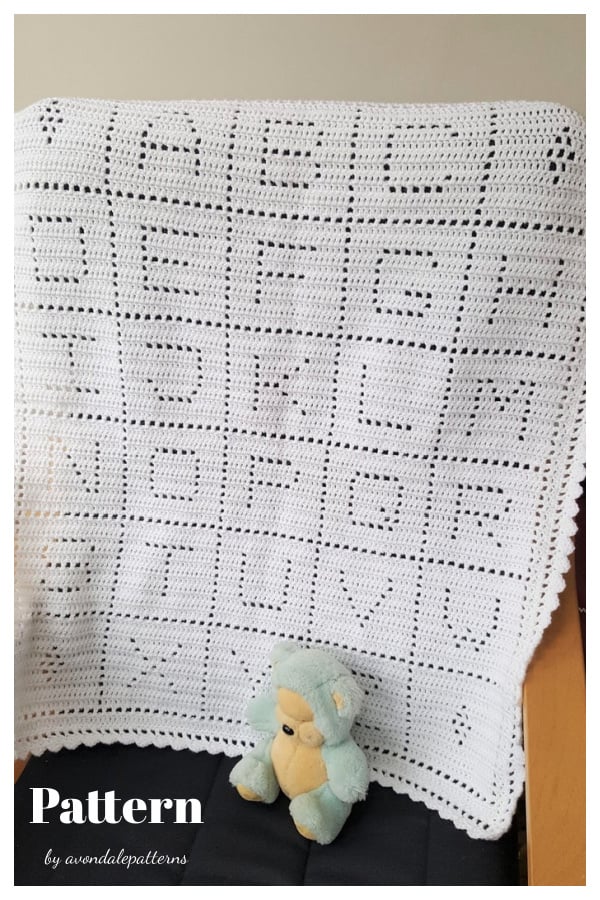 Filet Alphabet Baby Blanket Crochet Pattern