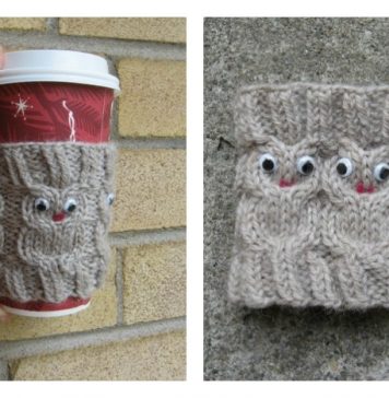 Owl Coffee Cozy FREE Knitting Pattern m