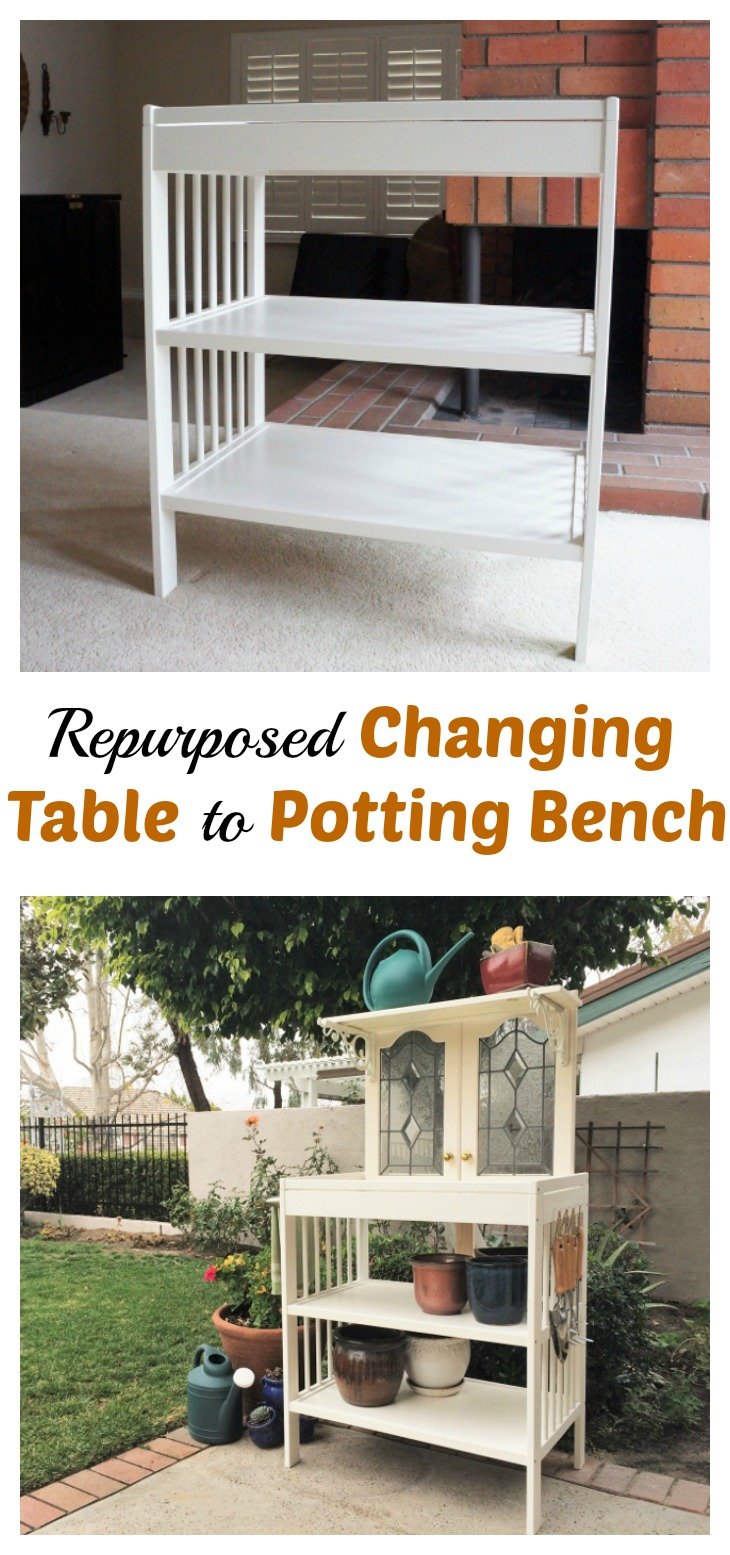 Repurposed Changing Table to Potting Bench