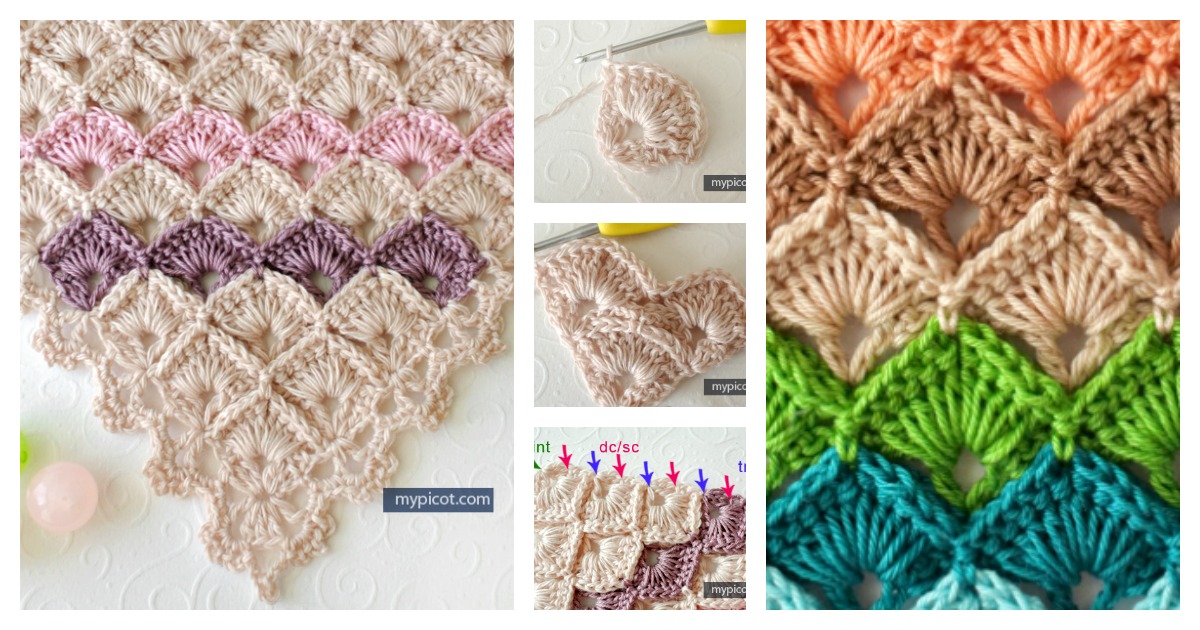 Fabulous Triangle Shawl Box Stitch Crochet Free Pattern