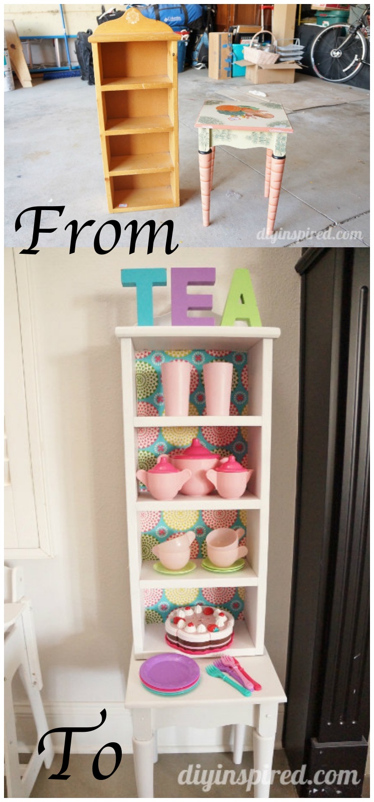 Turn an Old Bookcase to Kids Play Kitchen