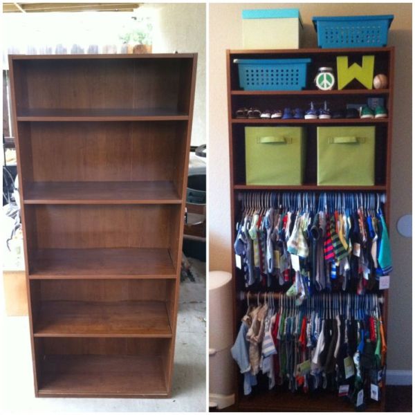 Turn an Old Bookcase into a Baby Closet