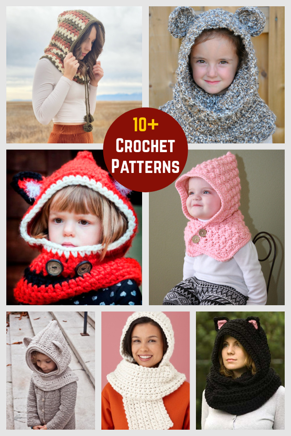 10+ Crochet Hooded Scarves and Cowls Patterns