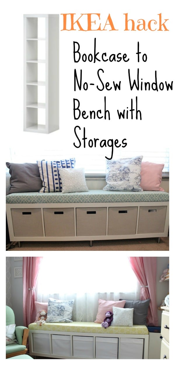 Bookcase to No-Sew Window Bench with Storages - IKEA hack 