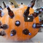 Creative Halloween Party Beverage Cooler Made Out of a Pumpkin