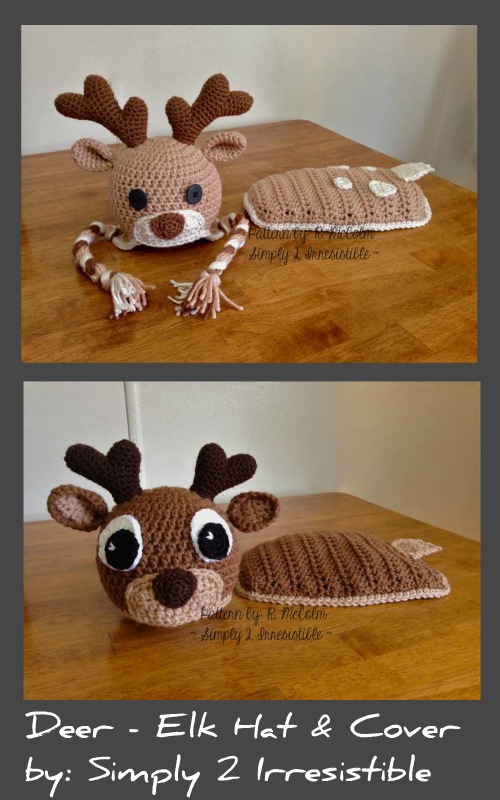 Crochet Reindeer Hat and Cover Set Pattern