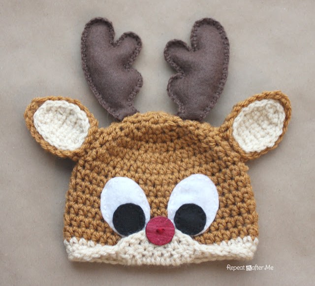 Crochet Rudolph the Reindeer Hat FREE Pattern