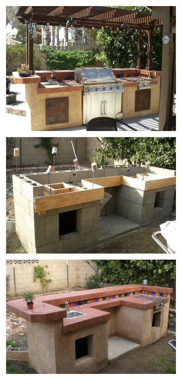 DIY Concrete Cinder Blocks Outdoor Barbecue Kitchen 