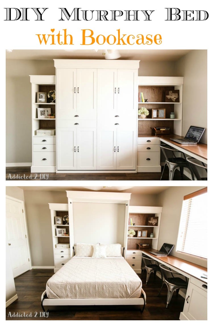 DIY Modern Farmhouse Murphy Bed with Bookcase