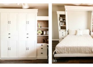 DIY Modern Farmhouse Murphy Bed with Bookcase