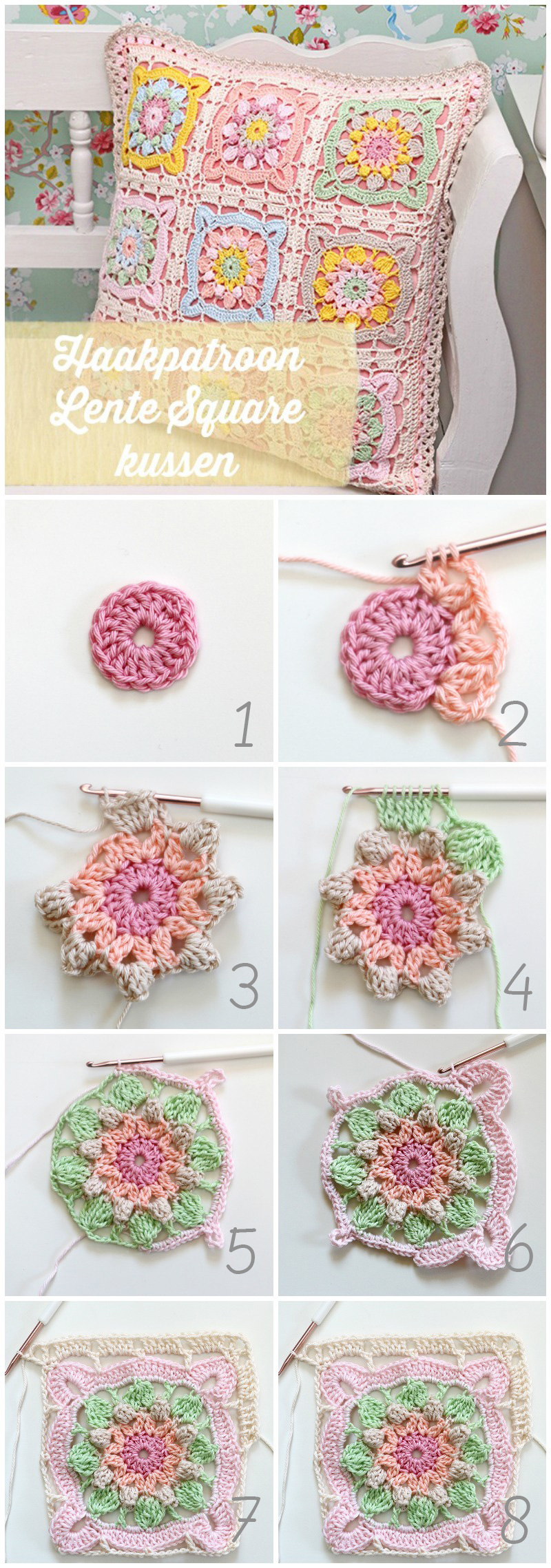 Flower Square Pillow FREE Crochet Pattern