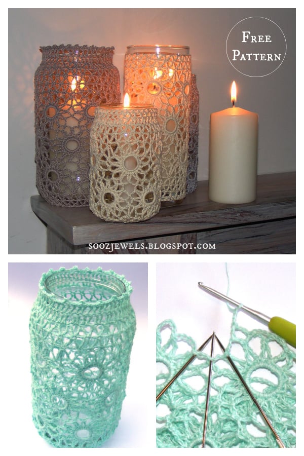 Holey Suns Jar Covers Free Crochet Pattern