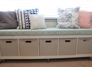 Bookcase to No-Sew Window Bench with Storages - IKEA hack