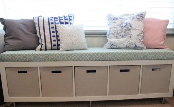 Bookcase to No-Sew Window Bench with Storages - IKEA hack