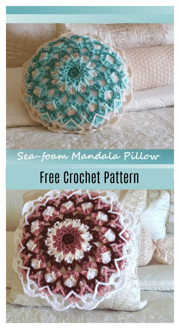 Sea-Foam Mandala Pillow Free Crochet Pattern