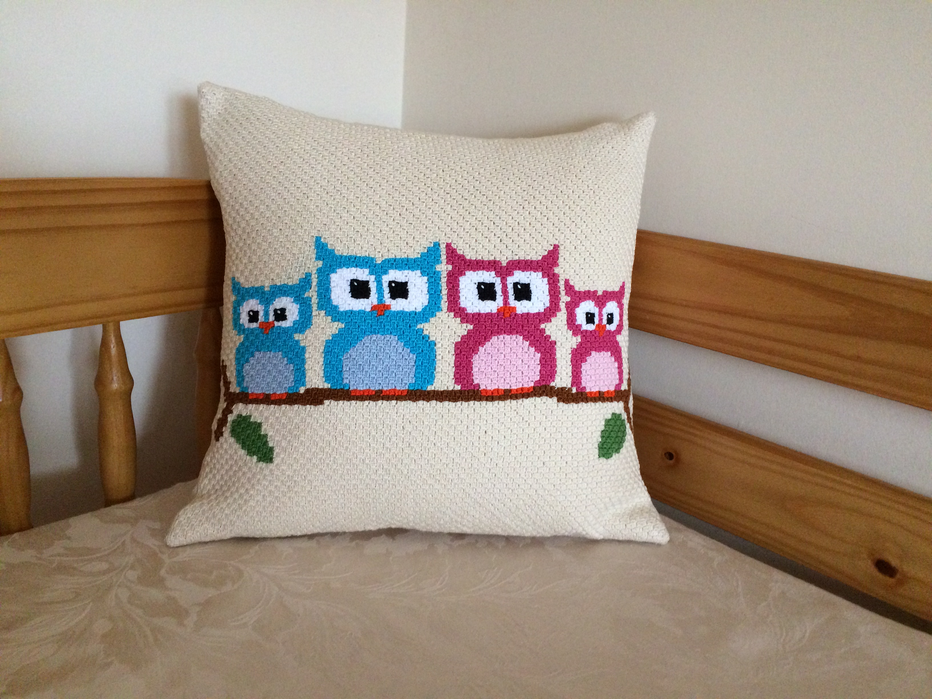 Crochet Owl Cushion Cover
