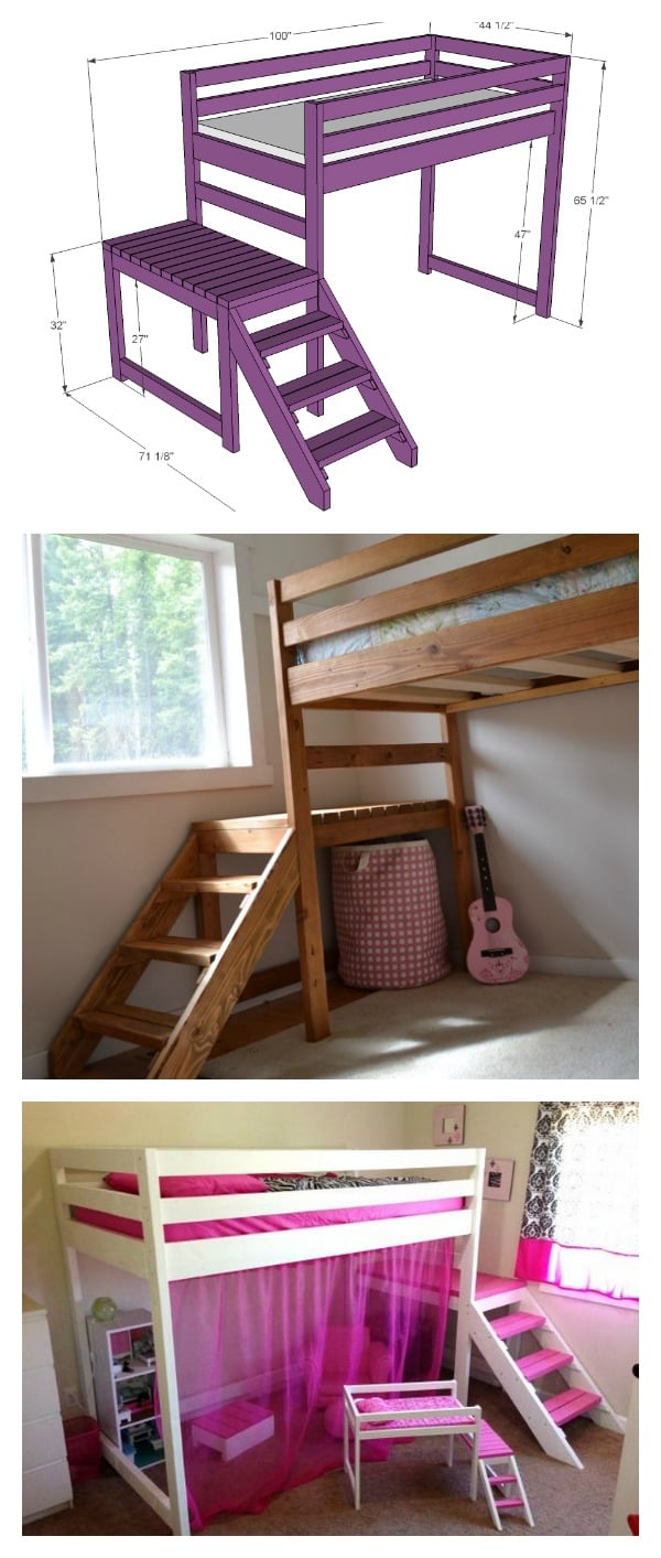 DIY Camp Loft Bed with Stair