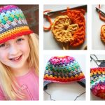 Granny Stitch Rainbow Beanie Hat Free Crochet Pattern