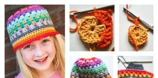 Granny Stitch Rainbow Beanie Hat Free Crochet Pattern
