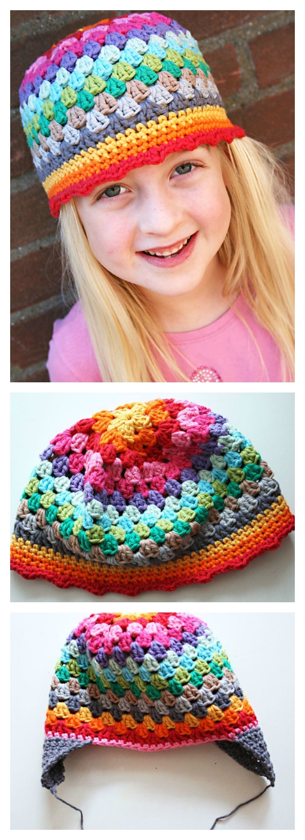 Granny Stitch Rainbow Beanie Hat Free Crochet Pattern