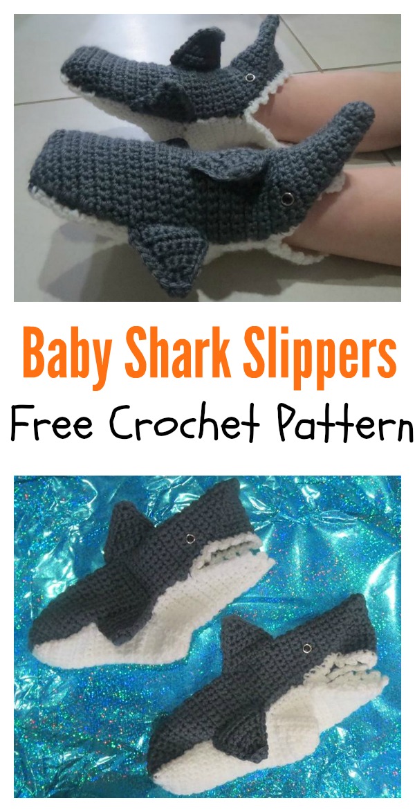 Crochet shark slippers discount pattern