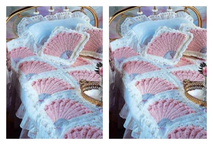 Ladys Fan Coverlet And Pillow Free Crochet Pattern