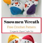 Circle of Snowmen Christmas Wreath Free Crochet Pattern