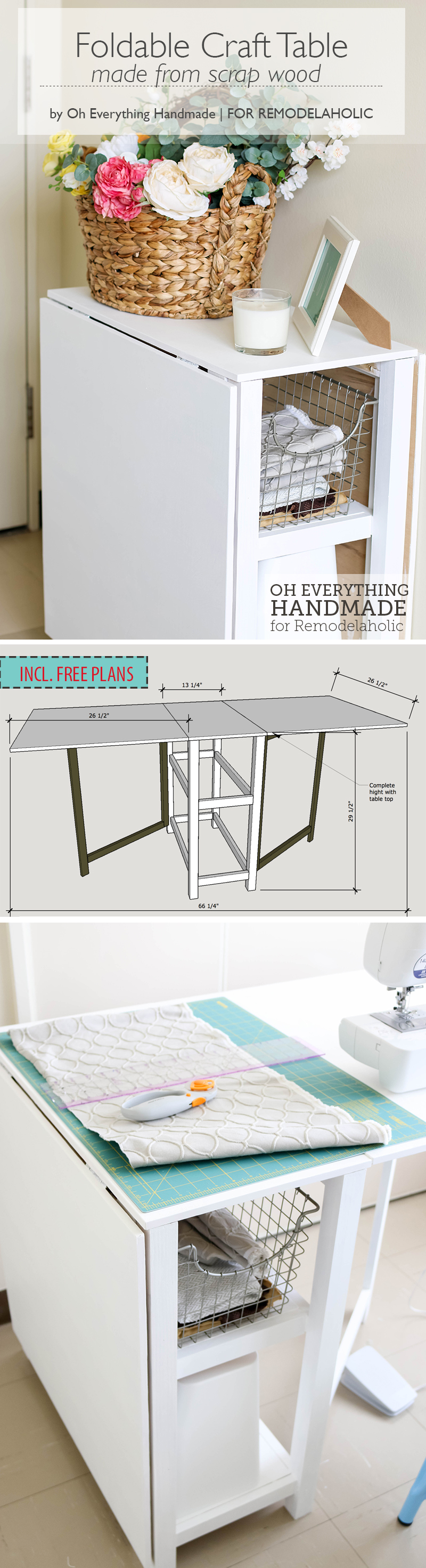 DIY Folding Craft Table (Foldable Desk) Woodworking Plans  Woodworking  desk plans, Diy furniture plans, Small sewing rooms