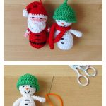 Crochet Amigurumi Santa & Snowman Christmas Ornaments Free Pattern