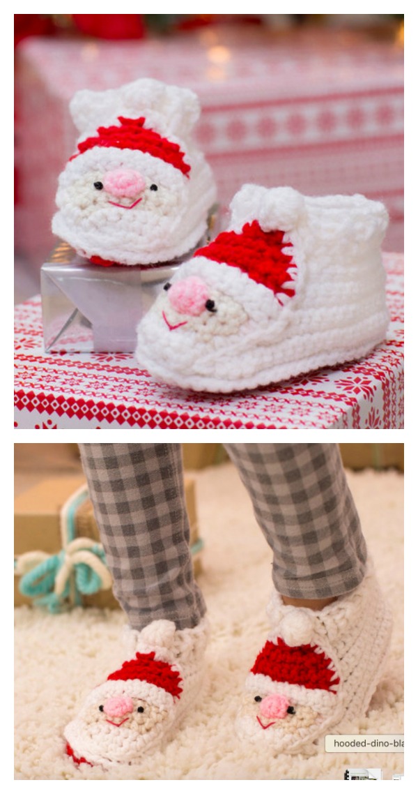 Crochet Child’s Santa Slippers Free Pattern