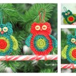 Crochet Owl Candy Cane Ornament Free Pattern