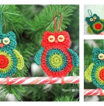 Crochet Owl Candy Cane Ornament Free Pattern