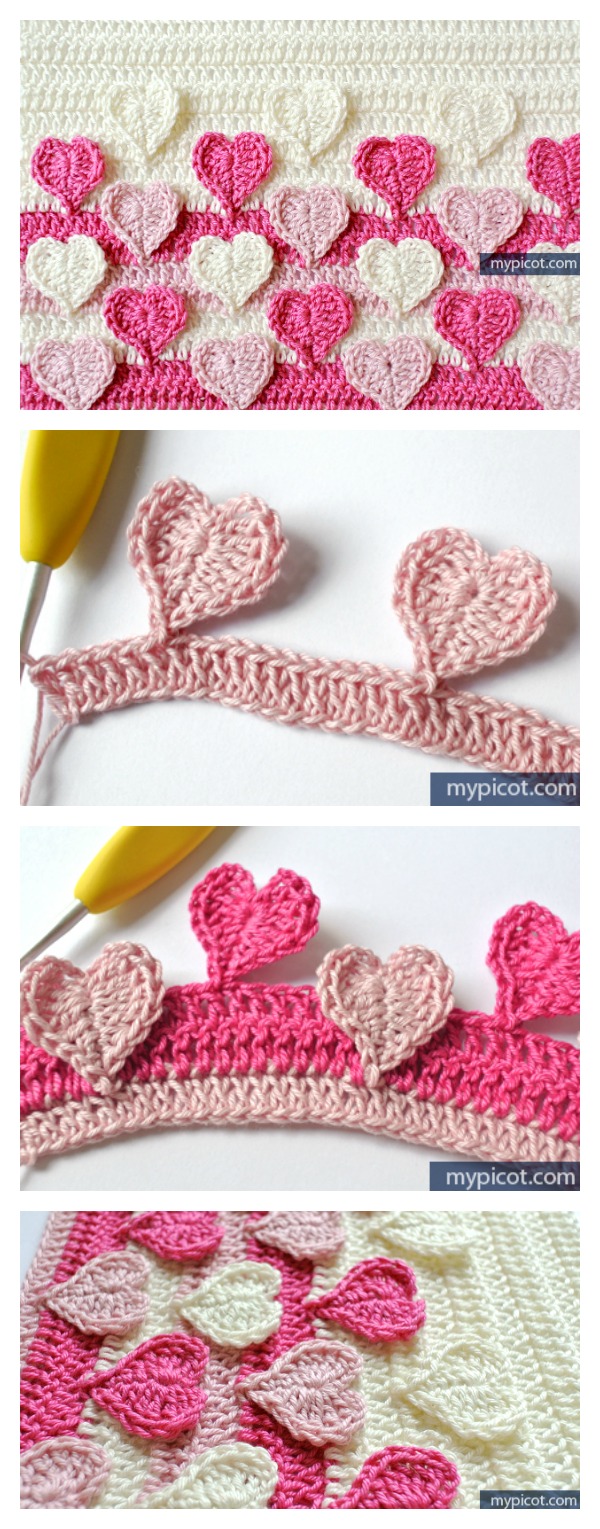 Hearts Multicolored Crochet Stitch Free Pattern
