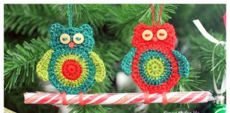Owl Candy Cane Ornament Free Crochet Pattern