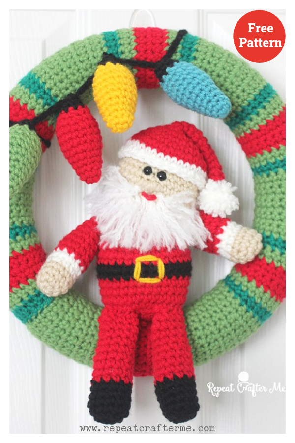 Santa Christmas Wreath Free Crochet Pattern