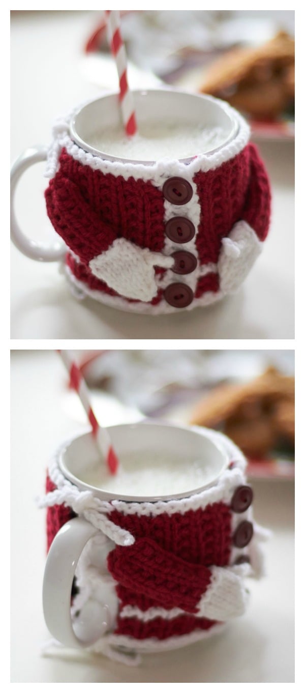 Santa Suit Mug Cosy Free Knitting Pattern