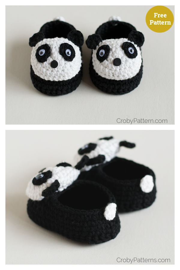 Baby Panda Booties Free Crochet Pattern