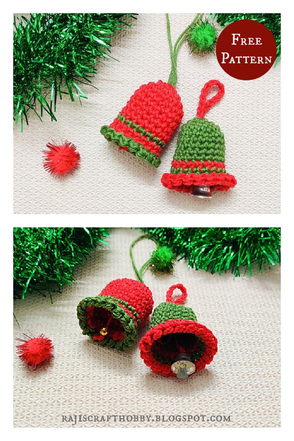 Christmas Bell Ornaments Free Crochet Pattern