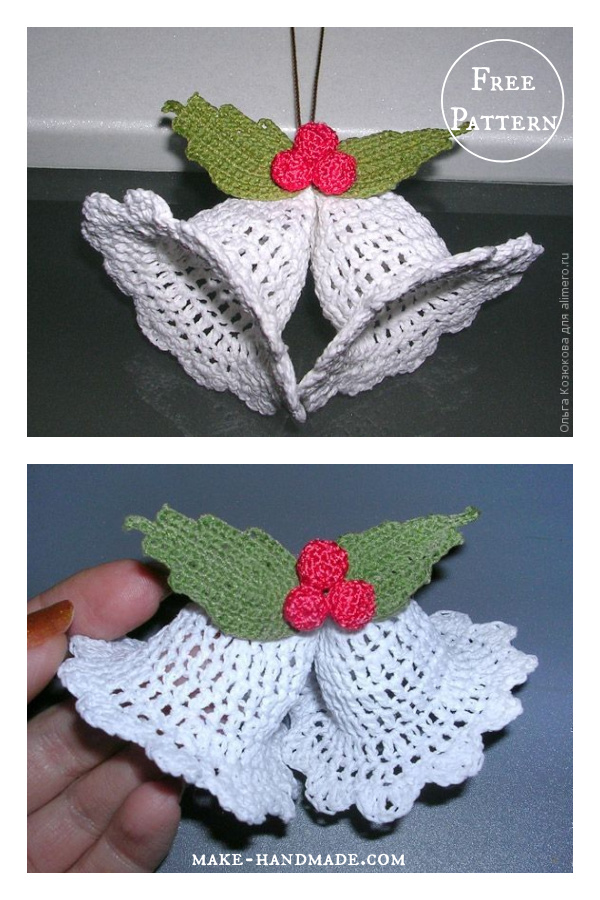 Christmas Bells and Holly Berry Free Crochet Pattern