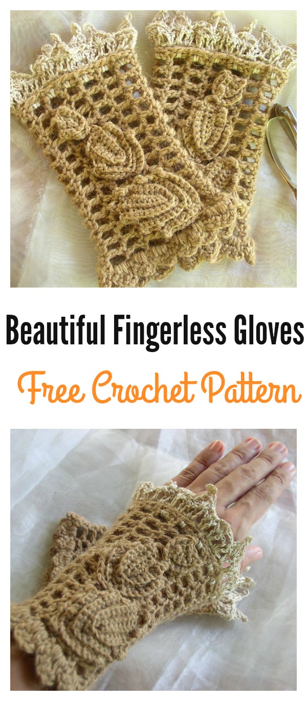 Crochet BeautifulFingerless Gloves Free Pattern