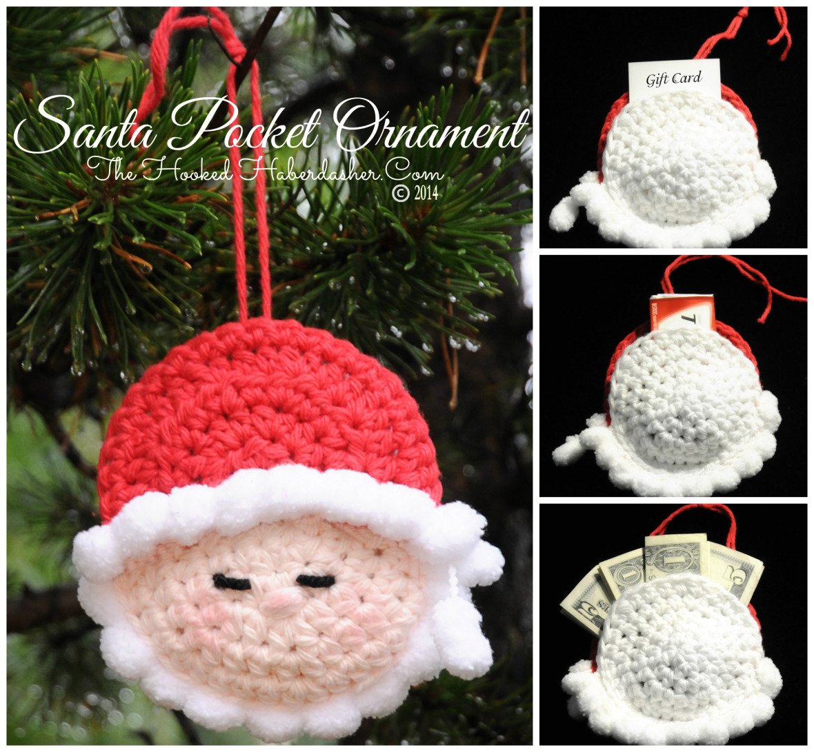 Crochet Christmas Santa Pocket Surprise Ornament Free Pattern
