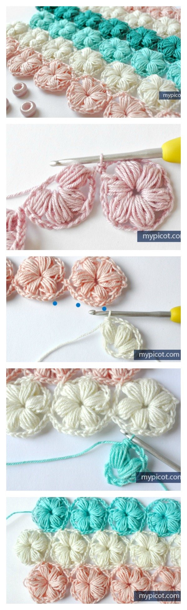 Crochet Flower Puff Stitch Free Pattern